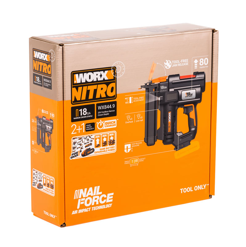 Степлер WORX WX844 20V аккумуляторный — детальное фото