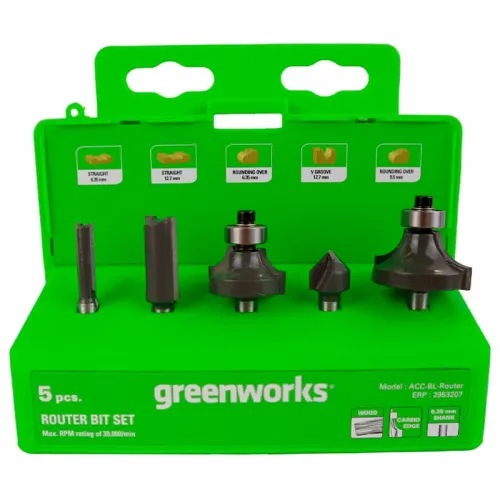 Набор фрез ( 5 шт.) 2953207 для фрезера Greenworks G24RO 24V — детальное фото