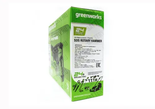Перфоратор Greenworks GD24SDS2 24V 3803007 (2 Дж) бесщеточный аккумуляторный — детальное фото