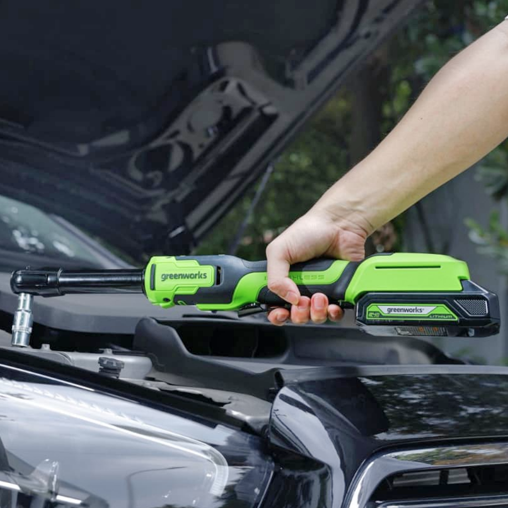 Гайковерт-трещотка удлиненная Greenworks GD24RWX 24V 3804207 (1/2") бесщеточная аккумуляторная — детальное фото