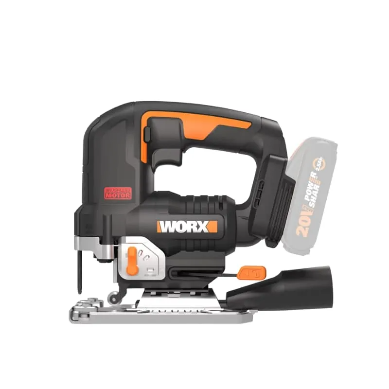 Лобзик WORX WX542 20V бесщеточный аккумуляторный, с 2,5 Ач АКБ, 2А зарядкой и кейсом
